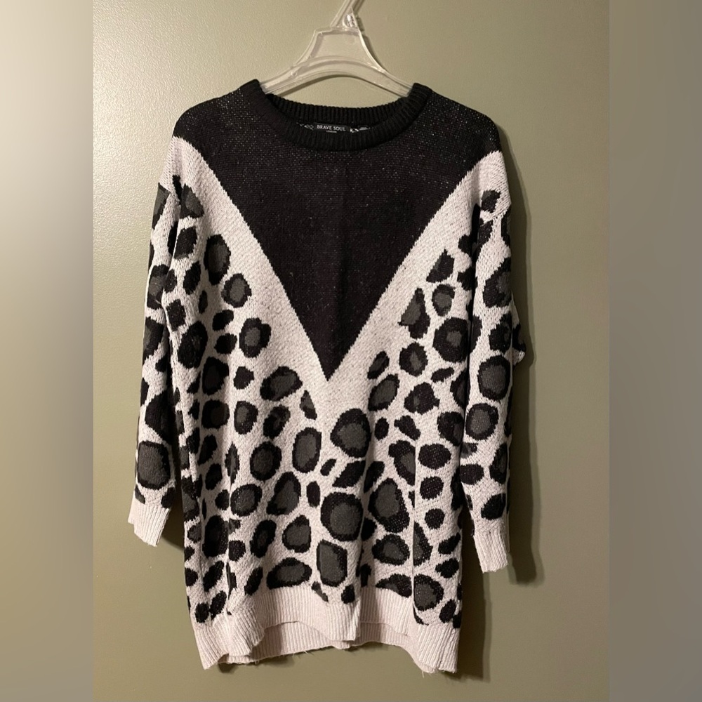 Brave Soul Plus chevron animal print sweater dress UK20/US16